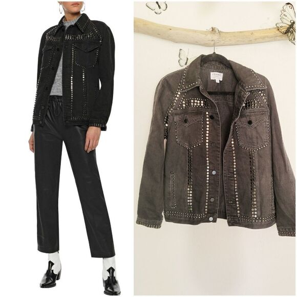 Frame le studded denim jacket black - Picture 1 of 10